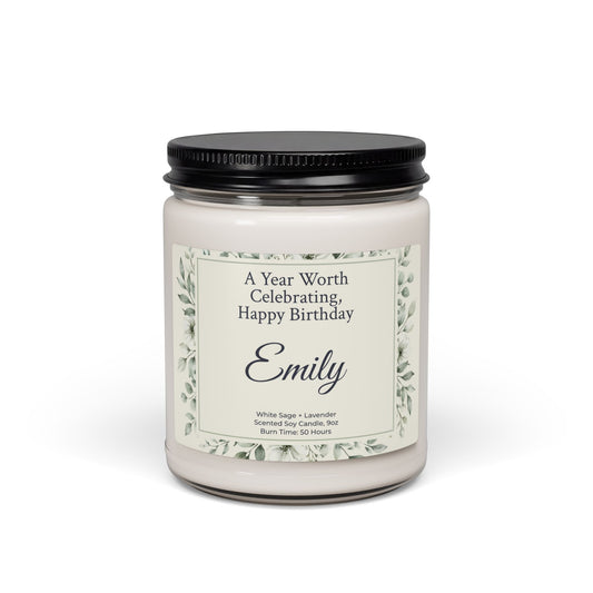 Personalized Name Birthday Soy Wax Candle | by JuzForHue