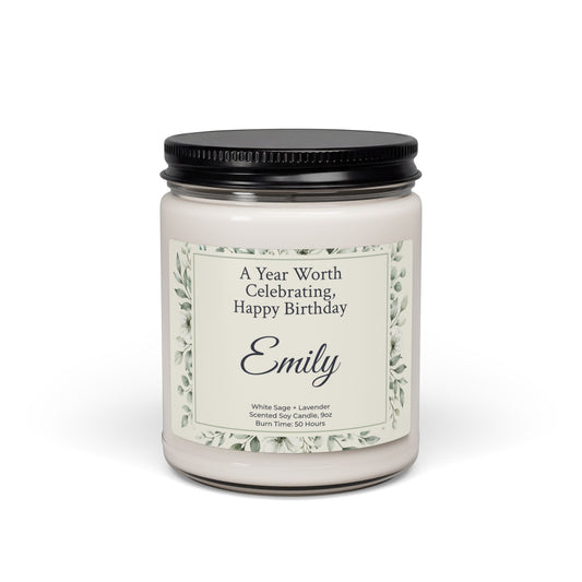 Personalized Name Birthday Soy Wax Candle | by JuzForHue