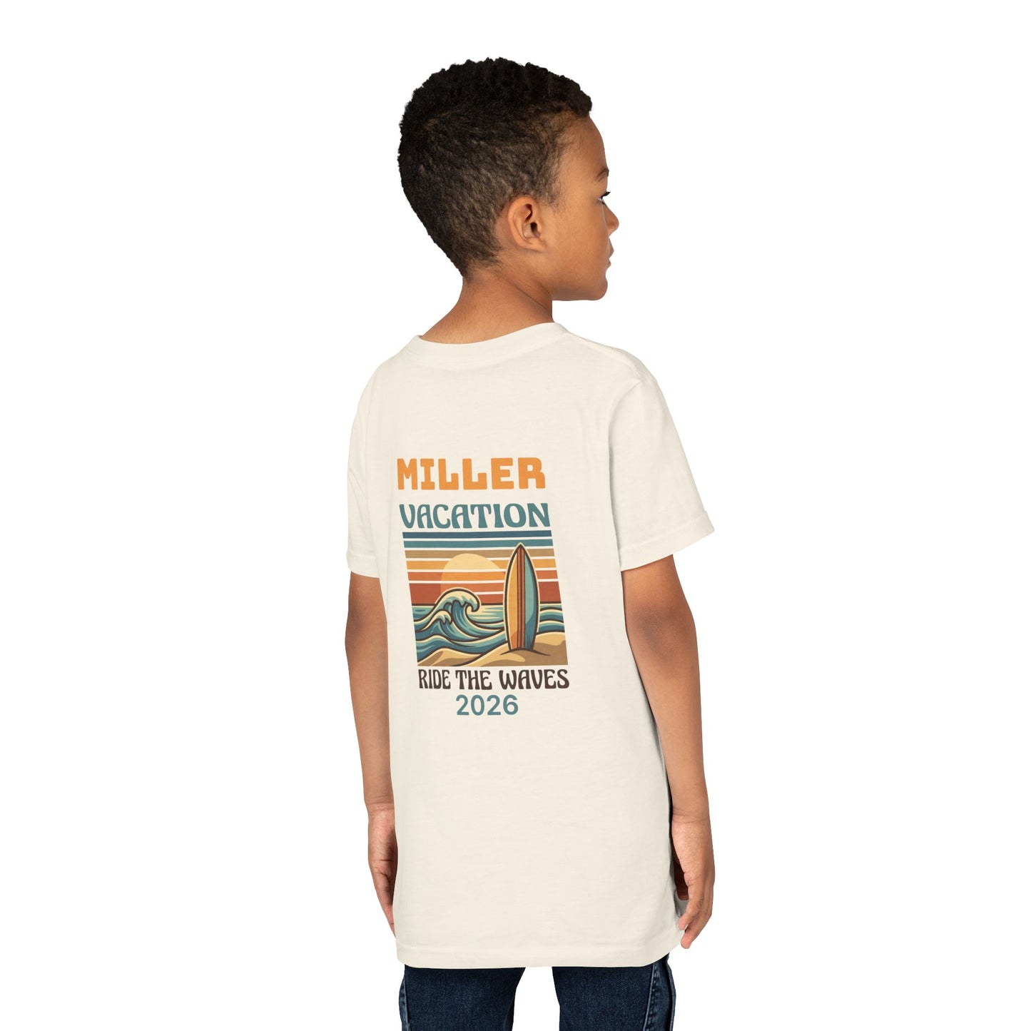 Retro Surf Family Vacation: Youth Beach Travel Tee | by JuzForHue
