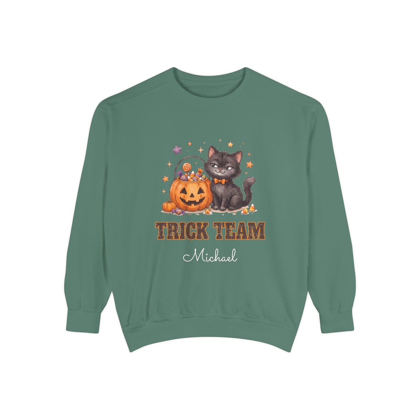 Trick Team: Sassy Black Cat Halloween Sweatshirt