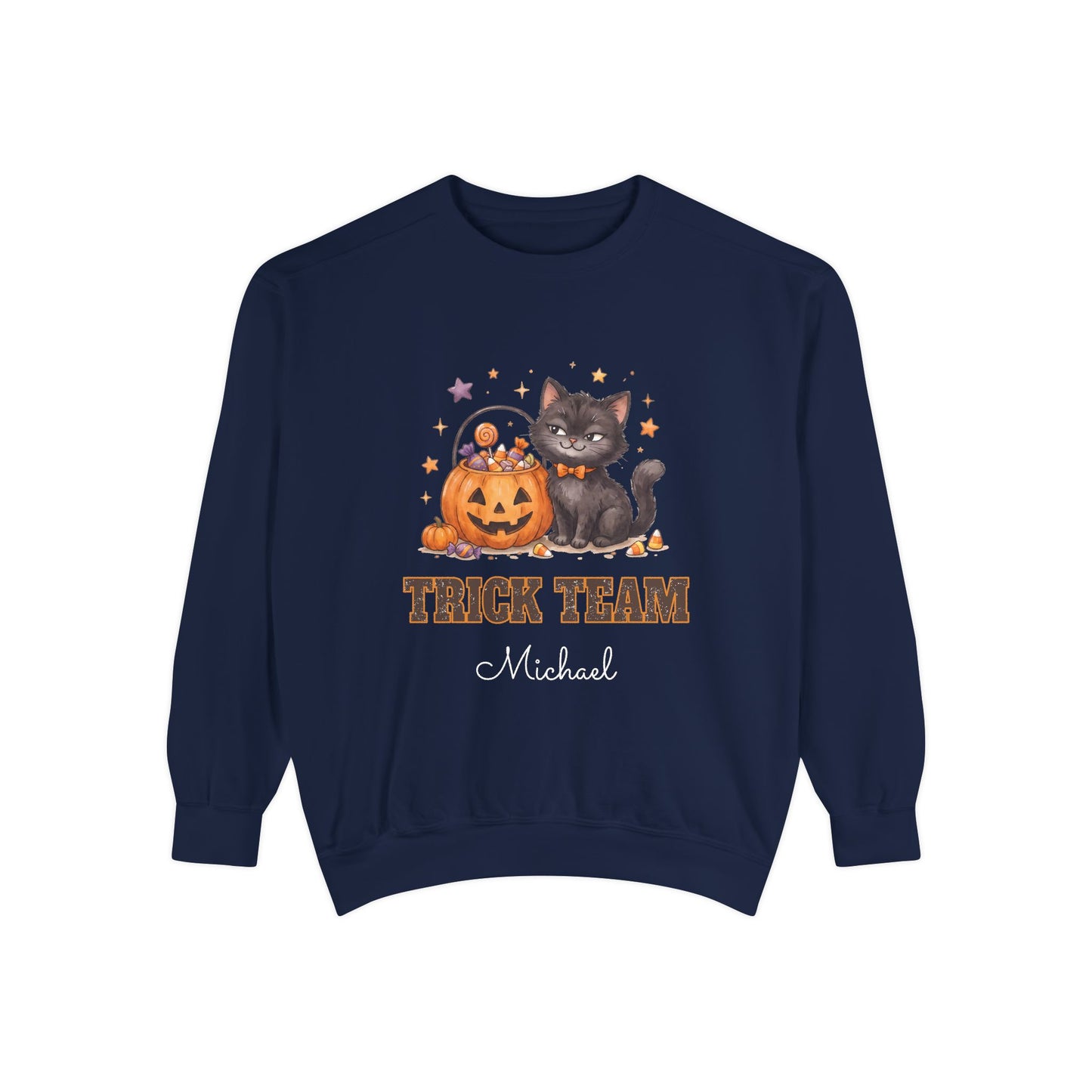 Trick Team: Sassy Black Cat Halloween Sweatshirt