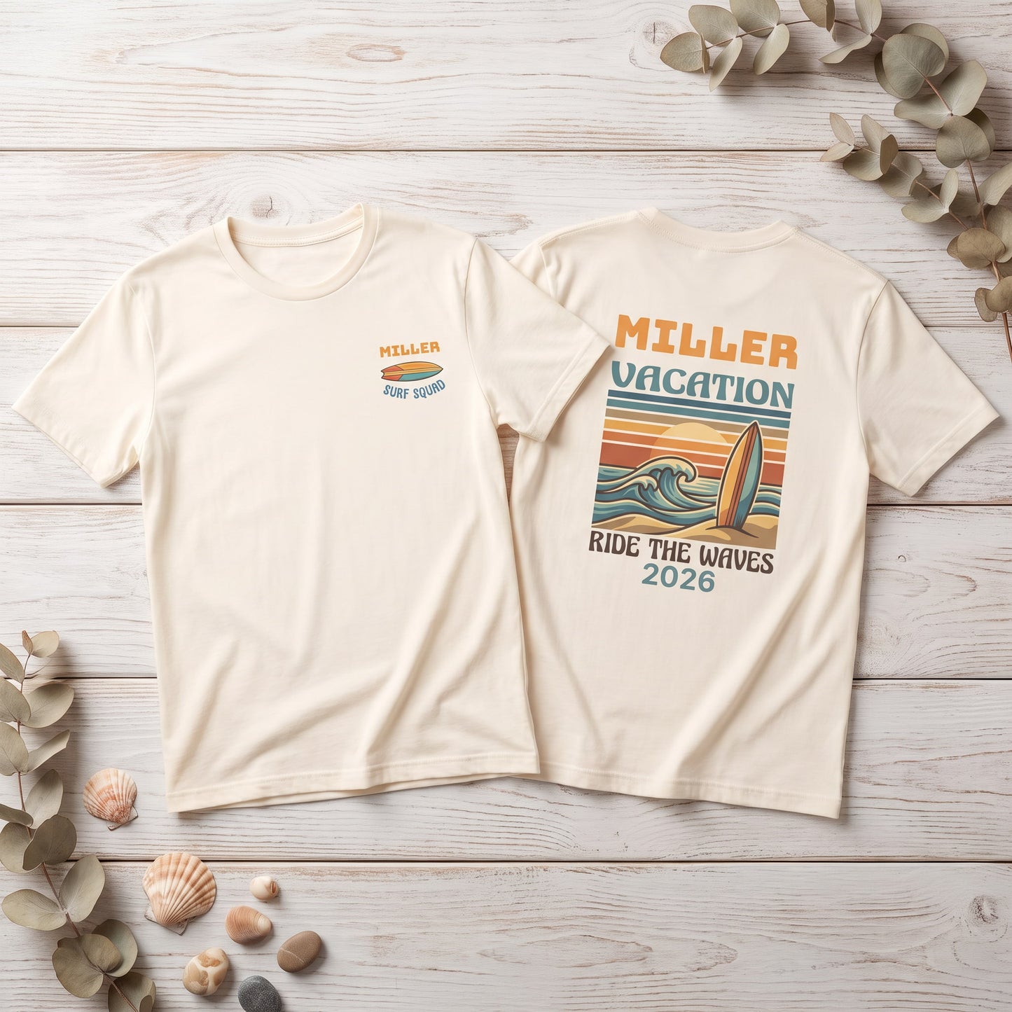 Retro Surf Family Vacation: Adult Beach Travel Tee | by JuzForHue