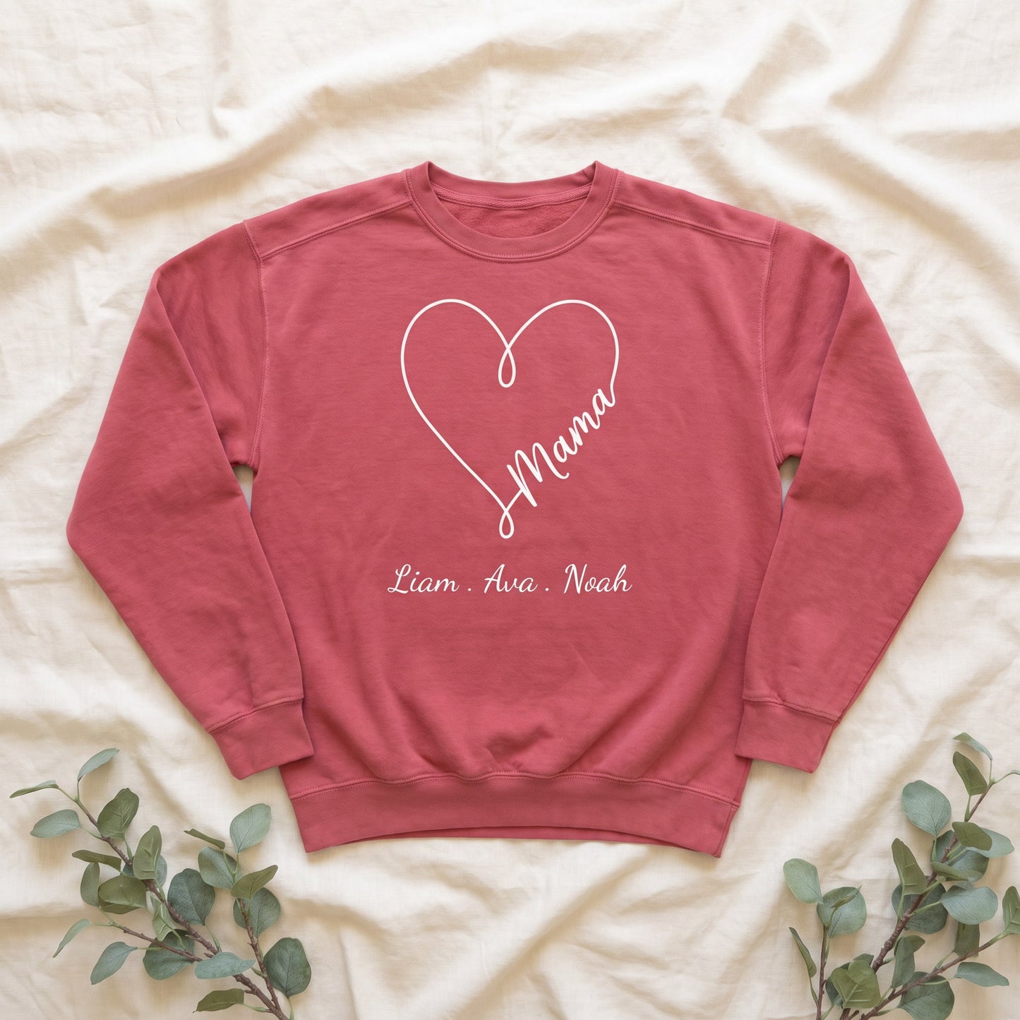 Custom Mama Heart Sweatshirt with Children's Names | by JuzForHue