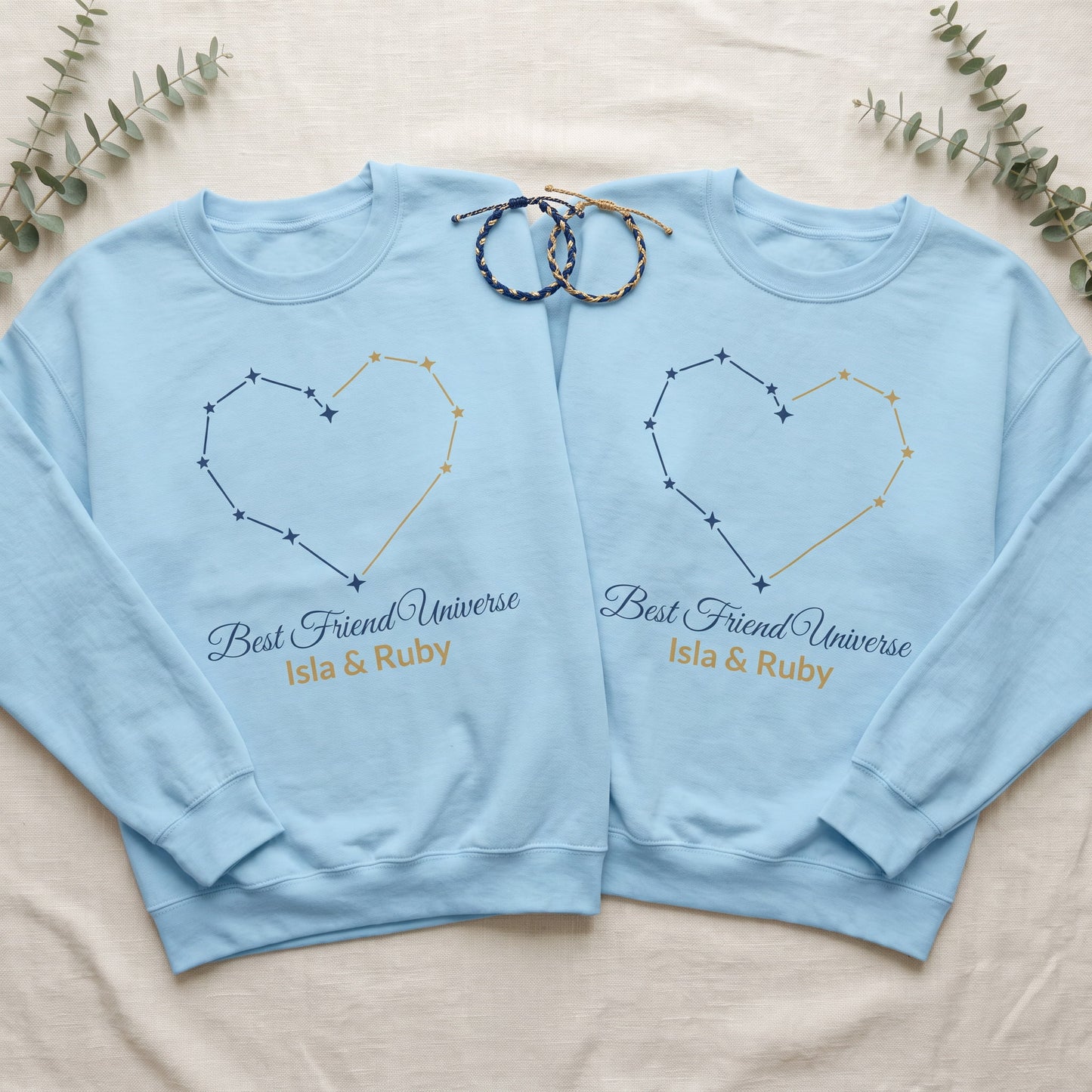 Custom Best Friend Universe Heart Matching Sweatshirt | by JuzForHue