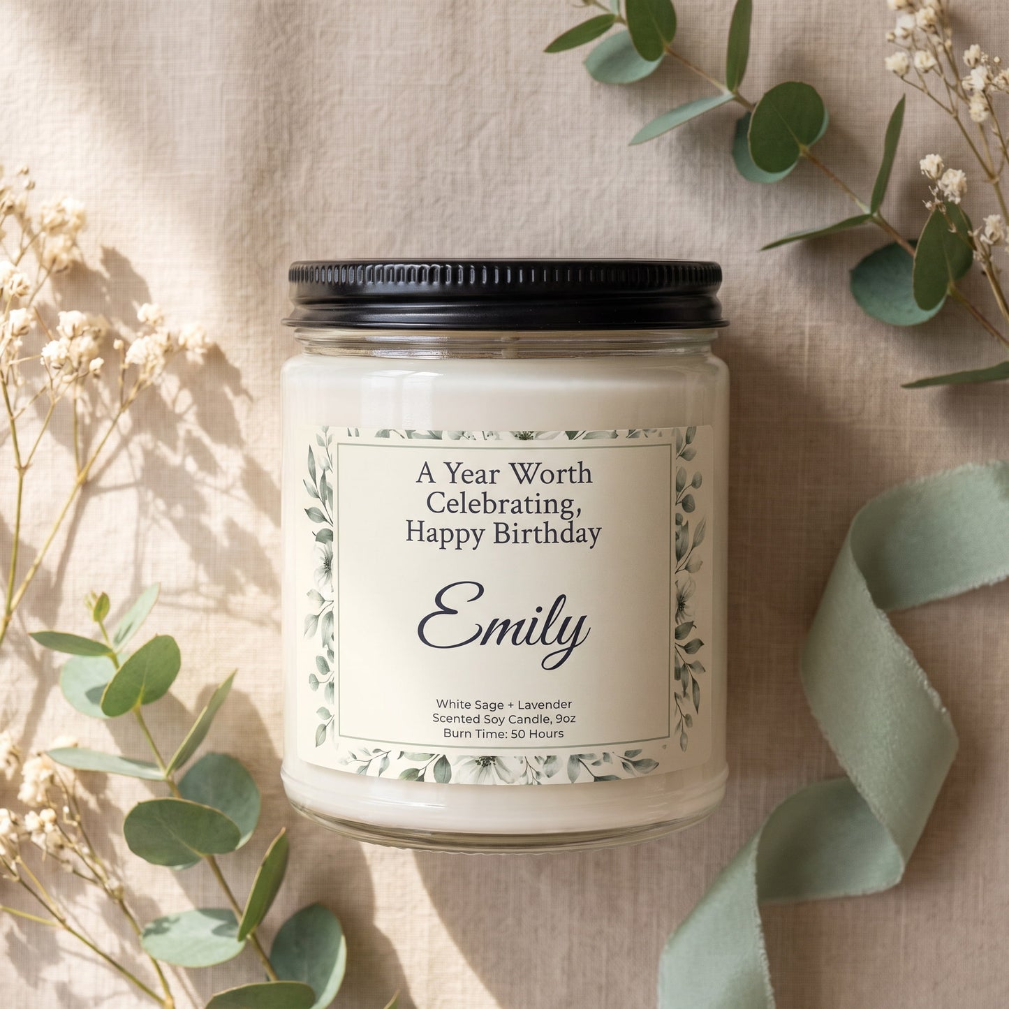 Personalized Name Birthday Soy Wax Candle | by JuzForHue