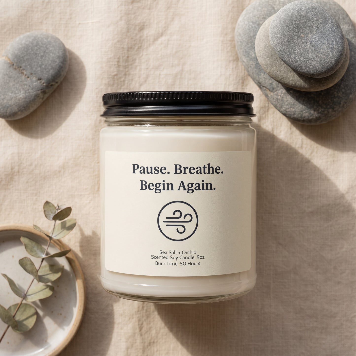 Pause Breathe Begin - Self-Love Affirmation Candle | by JuzForHue