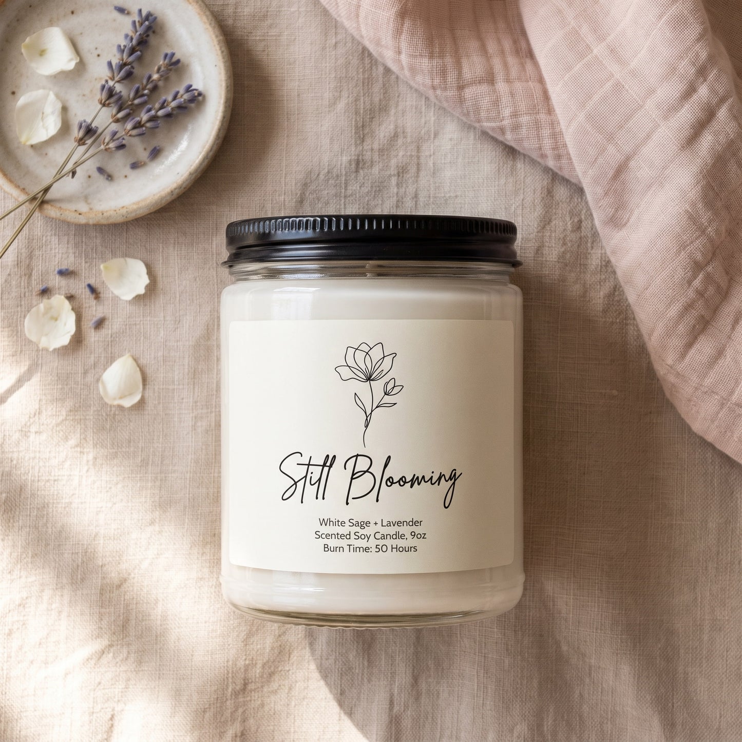 Still Blooming - Self-Love Affirmation Candle | by JuzForHue