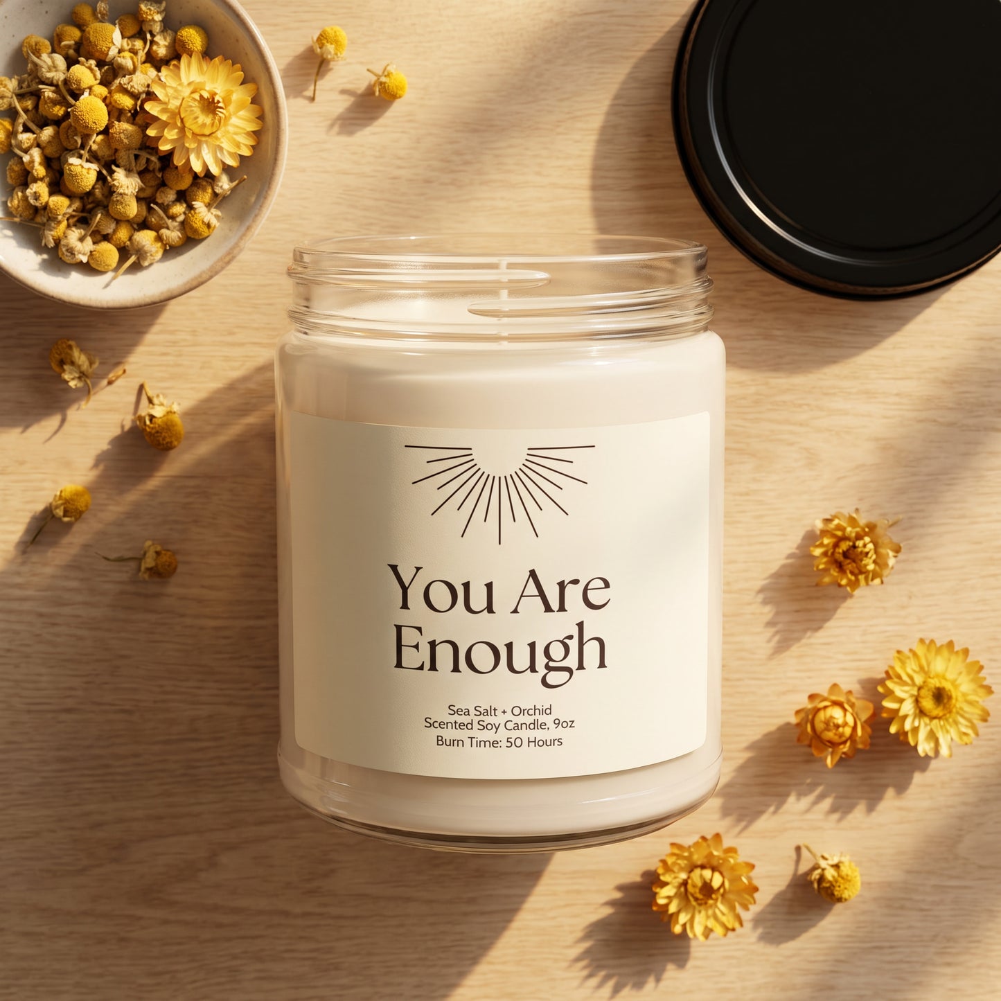 You Are Enough Self-Love Affirmation Soy Candle | by JuzForHue