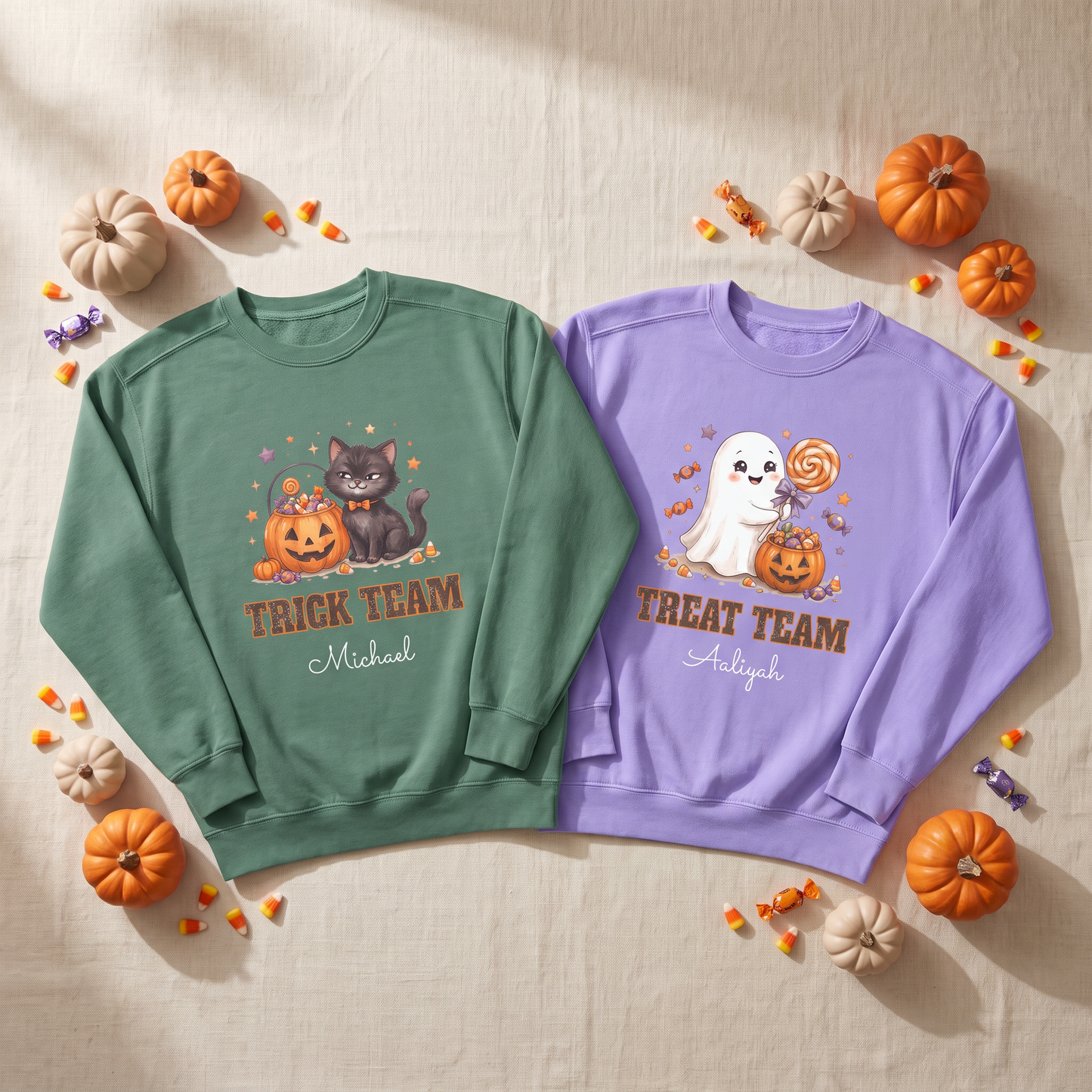 Trick Team: Sassy Black Cat Halloween Sweatshirt