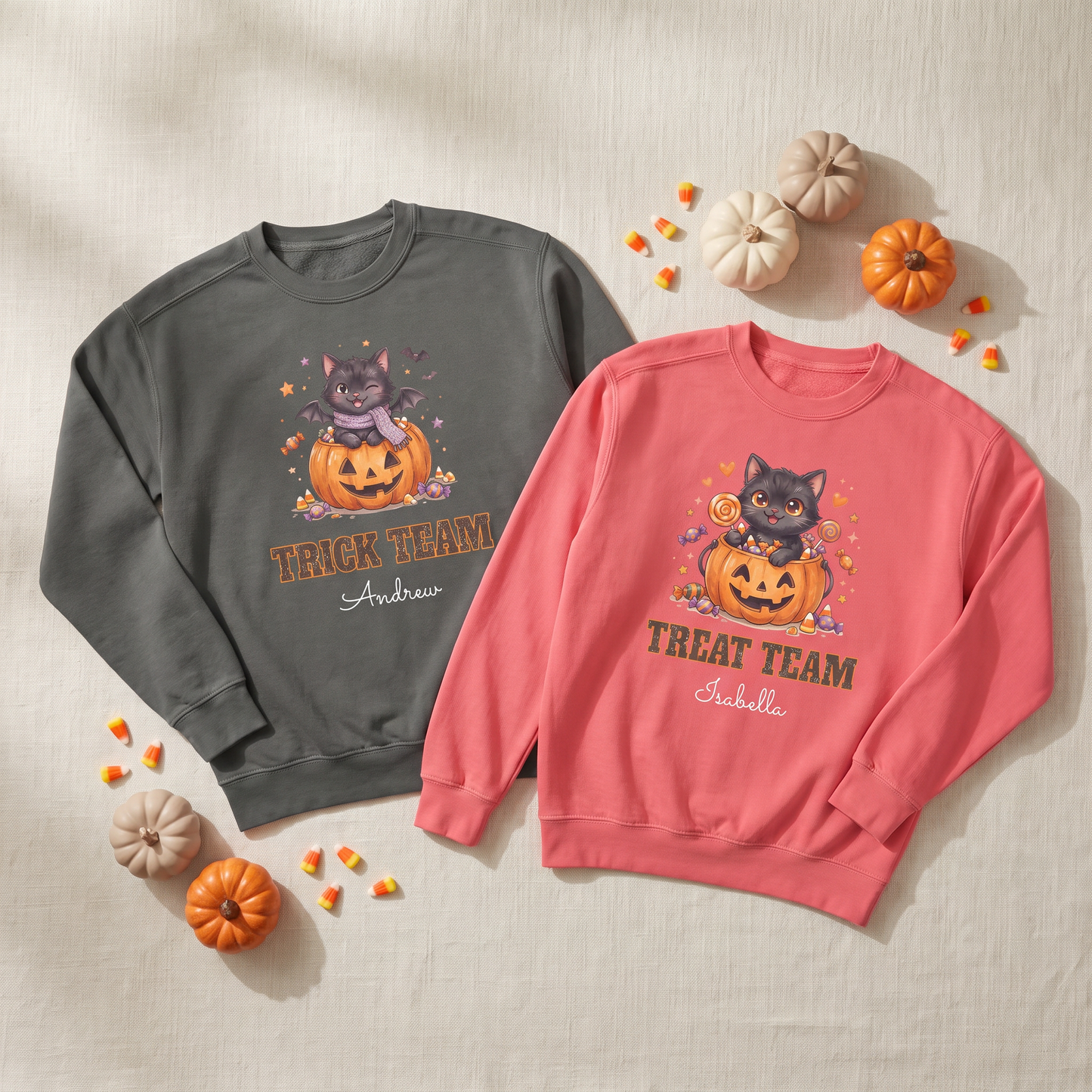 Treat Team: Candy Cat Halloween Sweatshirt