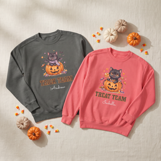 Treat Team: Candy Cat Halloween Sweatshirt