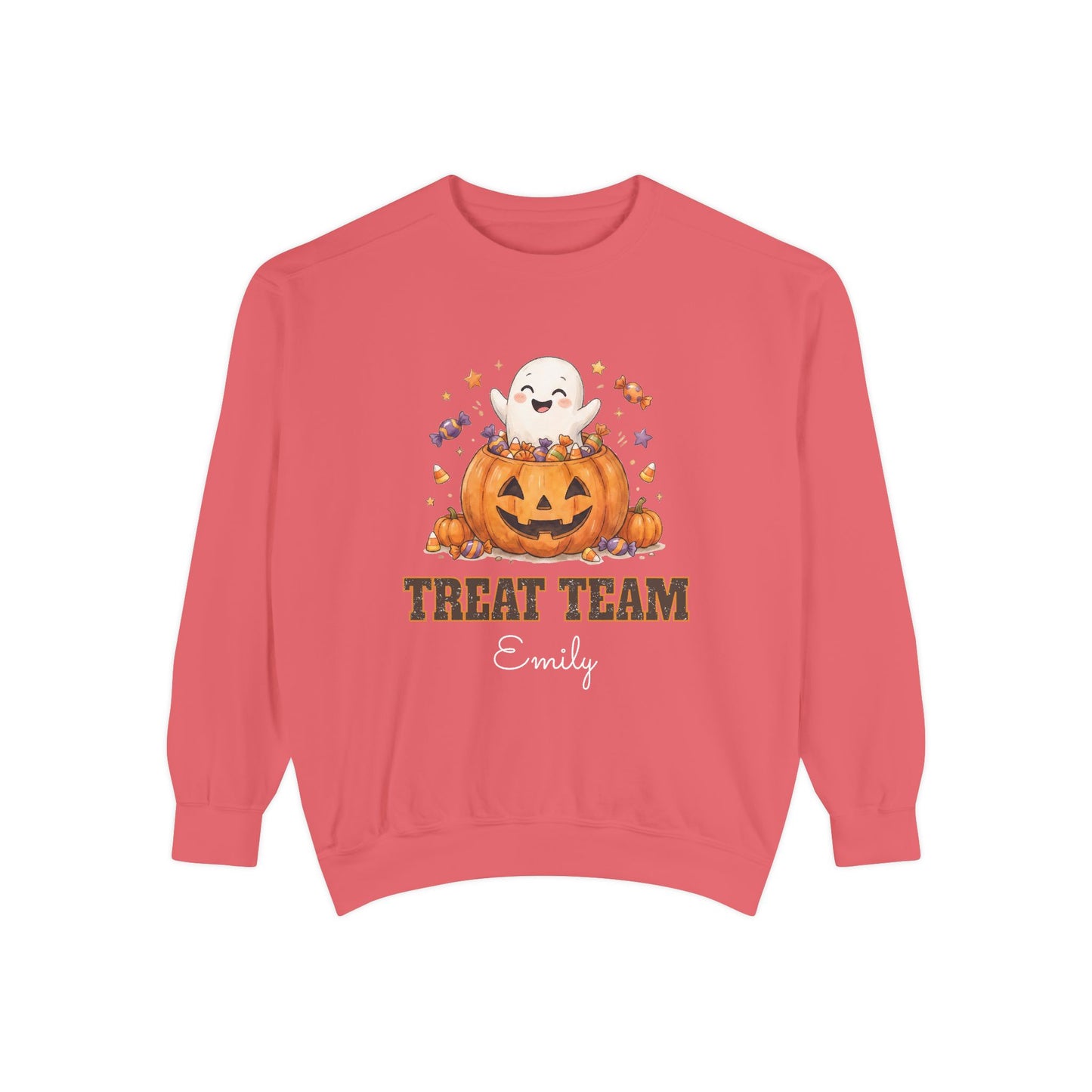 Treat Team: Sweet Cheerful Ghost Halloween Sweatshirt