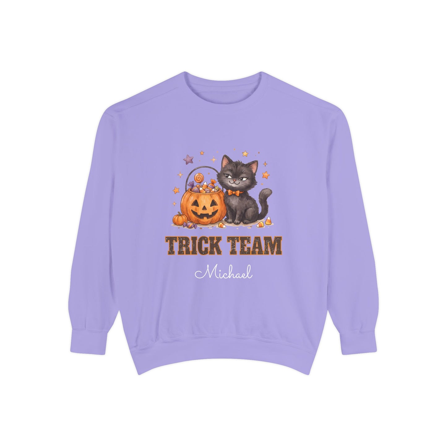 Trick Team: Sassy Black Cat Halloween Sweatshirt