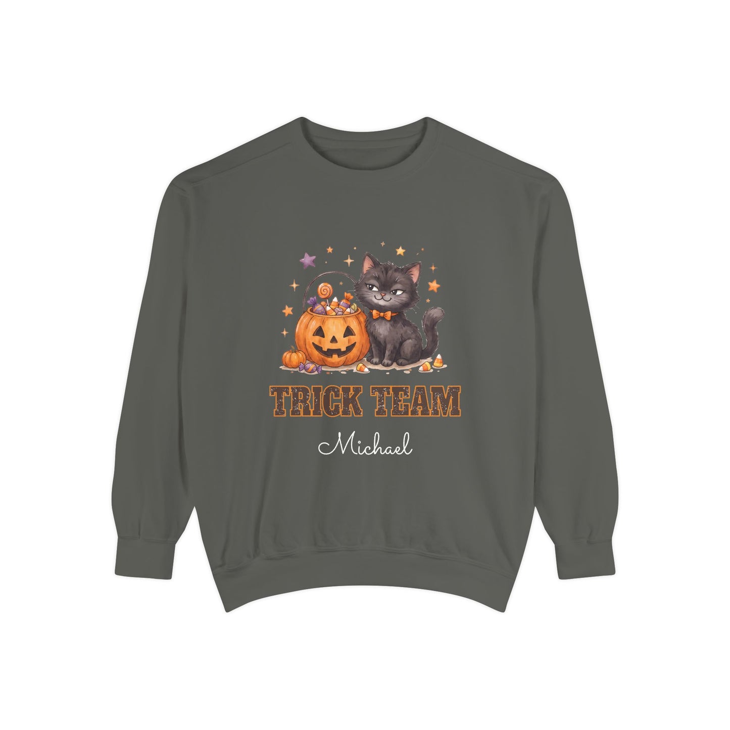 Trick Team: Sassy Black Cat Halloween Sweatshirt