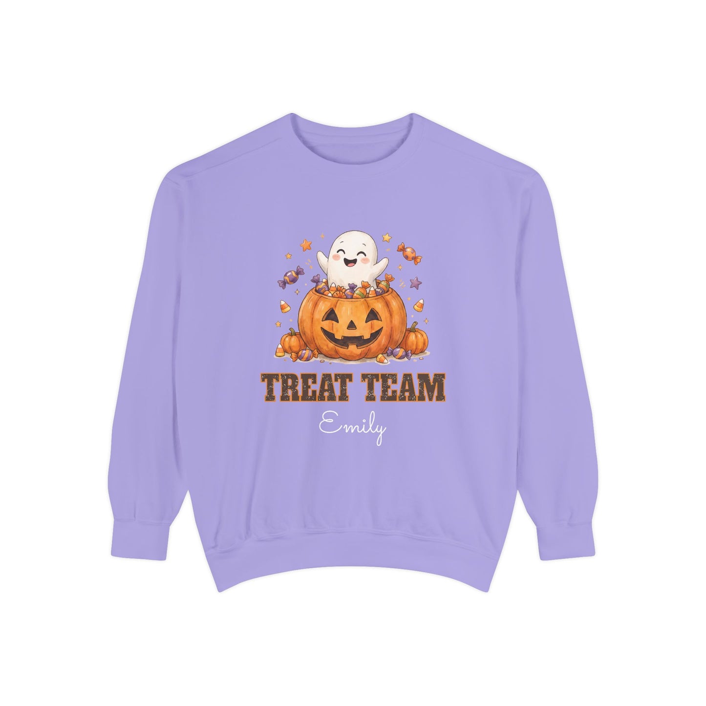 Treat Team: Sweet Cheerful Ghost Halloween Sweatshirt