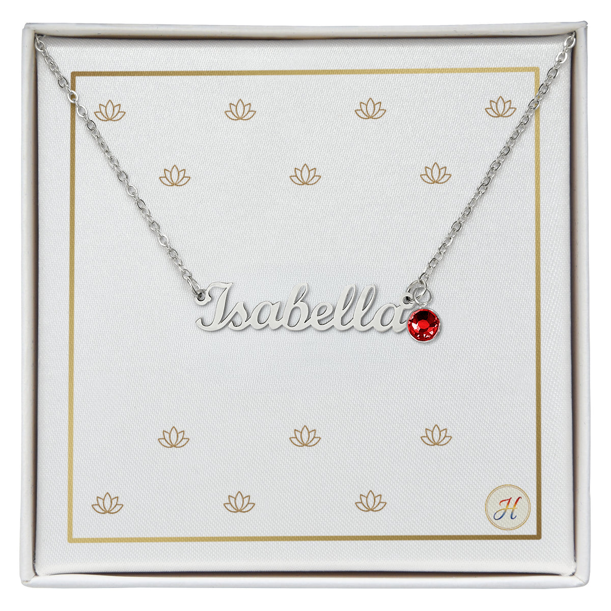 Personalized Custom Name Necklace with Birthstone | Custom Cursive Script Jewelry Gift | by JuzForHue