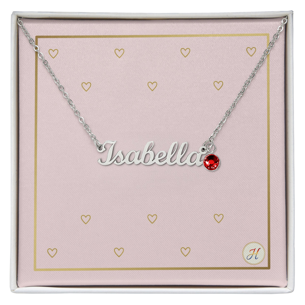 Personalized Name Necklace with Birthstone | Custom Cursive Script Charm Jewelry | by JuzForHue