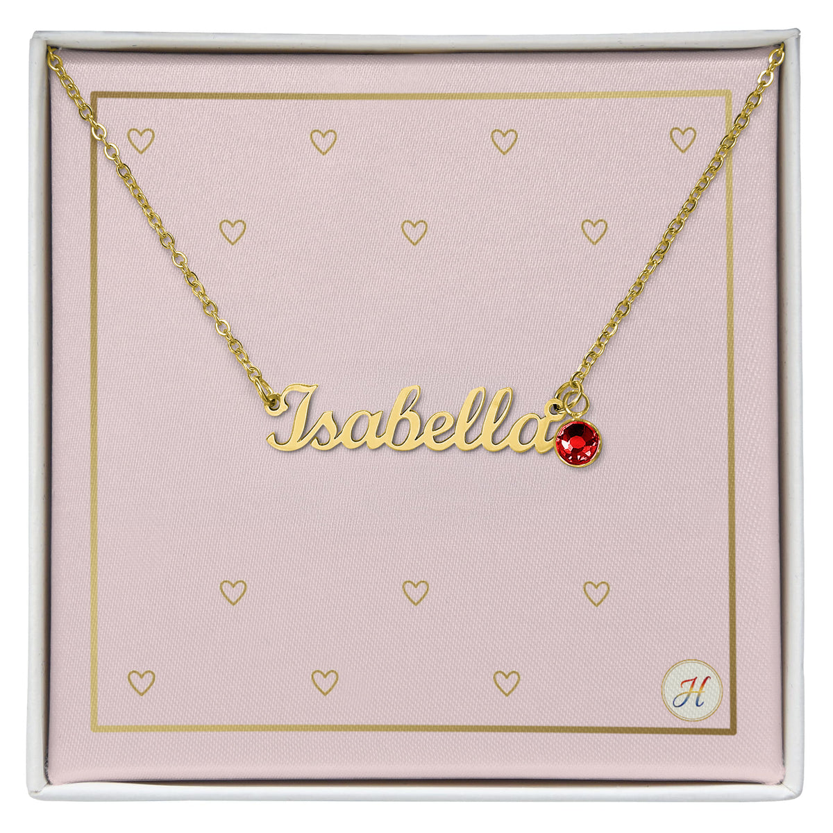 Personalized Name Necklace with Birthstone | Custom Cursive Script Charm Jewelry | by JuzForHue