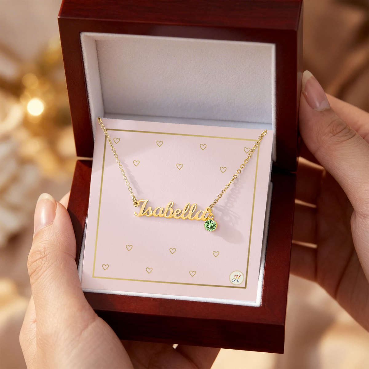 Personalized Name Necklace with Birthstone | Custom Cursive Script Charm Jewelry | by JuzForHue