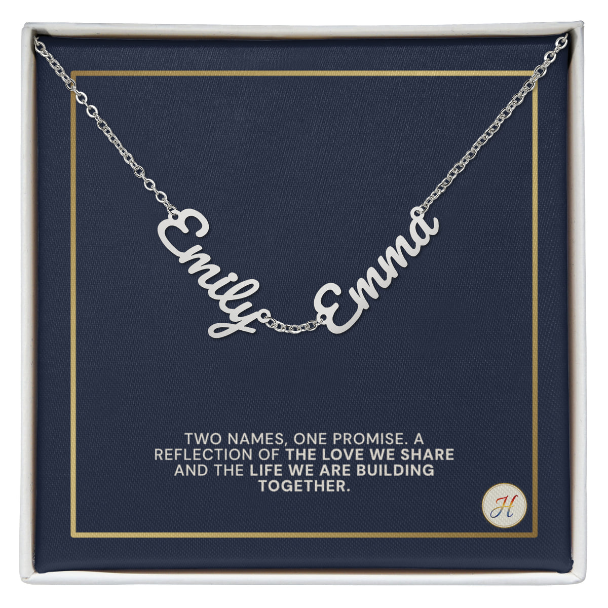 Personalized 2 Name Necklace for Wife or Girlfriend | Couples Custom Nameplate Jewelry Gift | by JuzForHue