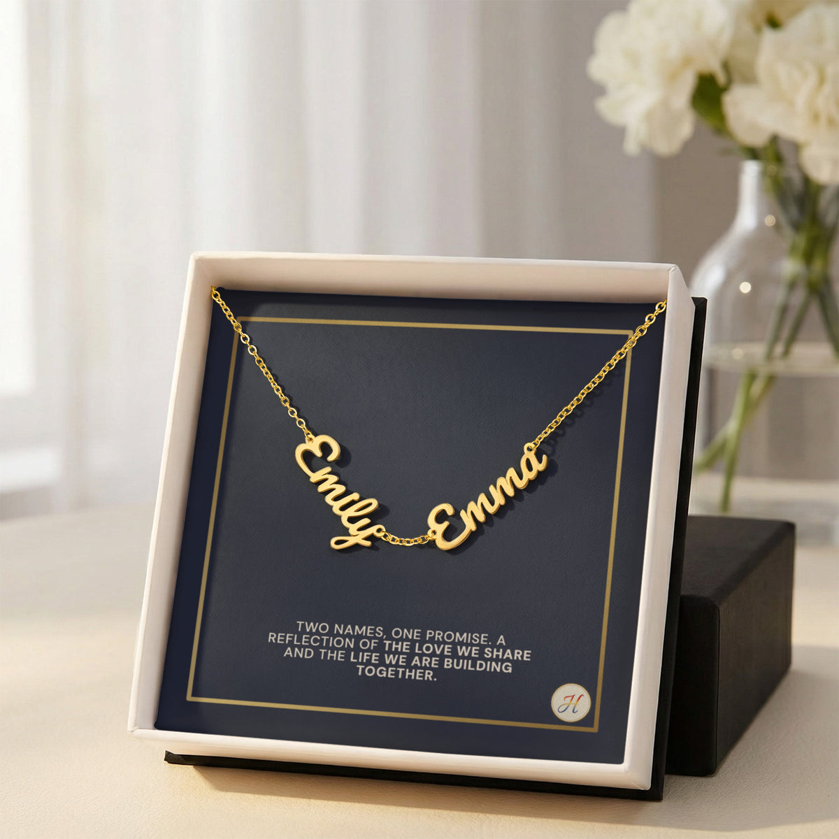 Personalized 2 Name Necklace for Wife or Girlfriend | Couples Custom Nameplate Jewelry Gift | by JuzForHue