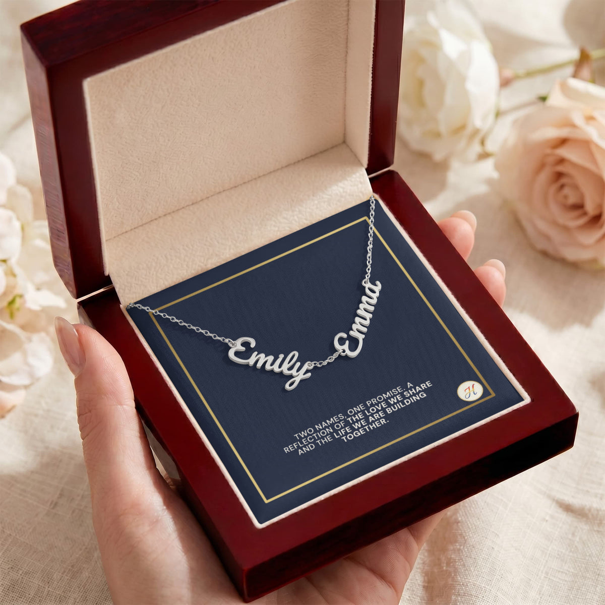 Personalized 2 Name Necklace for Wife or Girlfriend | Couples Custom Nameplate Jewelry Gift | by JuzForHue
